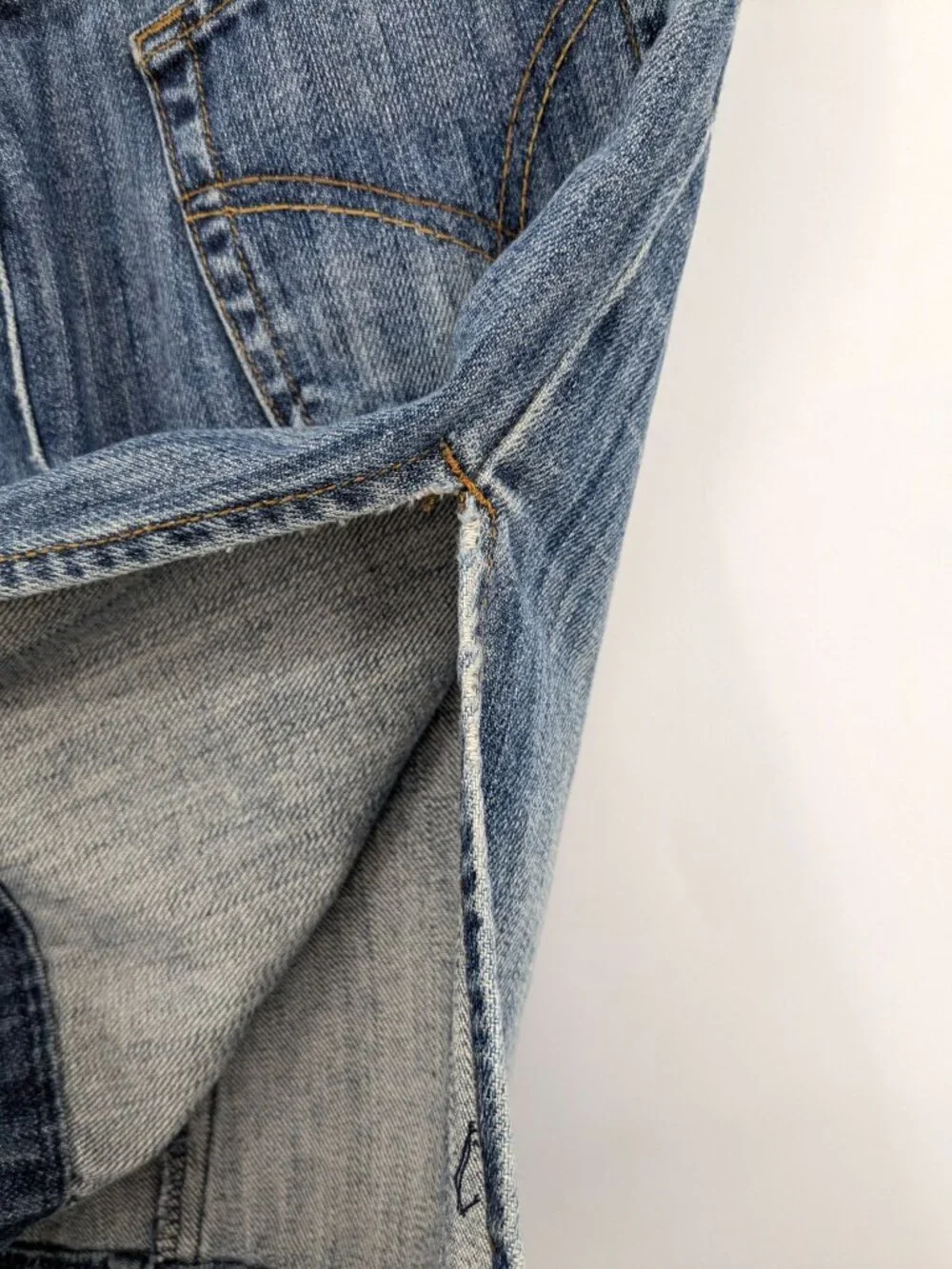 Vintage Denim Side Slit Skirt Y2K Distressed Indie Sleaze Grunge Festival USA 27